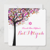 PixDezines Tree of Life Bat Mitzvah/DIY Hintergrun Einladung (Vorderseite)