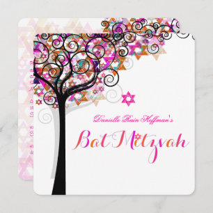 PixDezines Tree of Life Bat Mitzvah/DIY Hintergrun Einladung