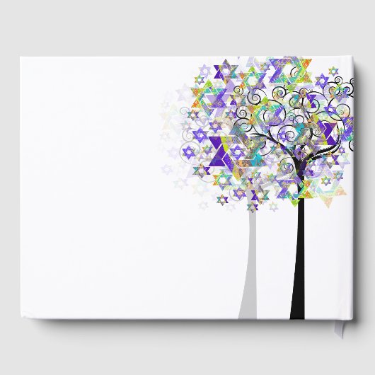 PixDezines Tree of Life Bat Mitzvah/Lila Gästebuch (Rückseite)