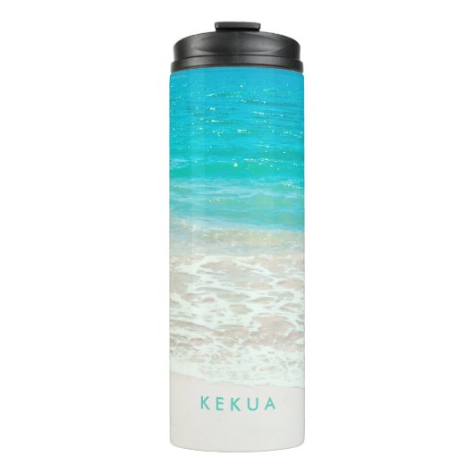 PixDezines Tropical Beach Thermosbecher (Vorderseite)