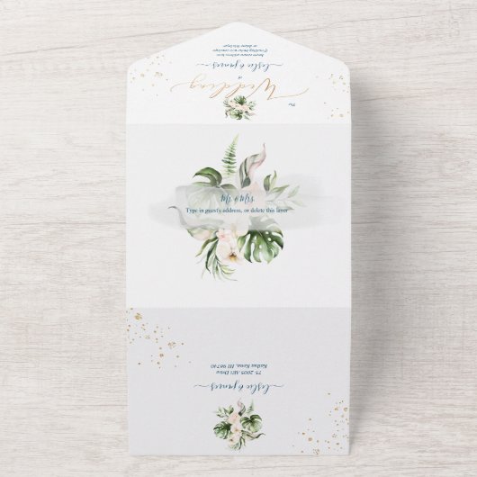 PixDezines Tropical Jungle Foliage Beach Event All In One Einladung (Außenbereich)