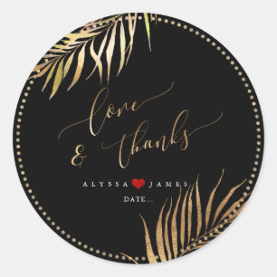 PixDezines Tropical Palms Imitate Gold Runder Aufkleber