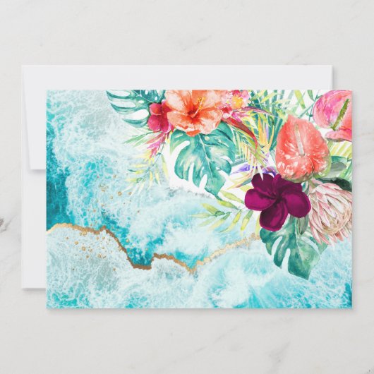 PixDezines Tropical Paradise Beach Rett Datum Einladung (Rückseite)