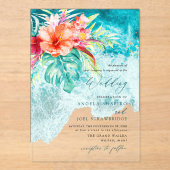 PixDezines Tropical Paradise Beach Wedding Acryleinladungen (Vorderseite)