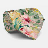 PixDezines Tropical Paradise Floral Foliage Krawatte (Gerollt)