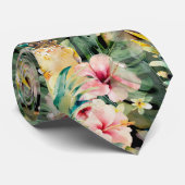 PixDezines Tropical Paradise Floral Foliage Krawatte (Gerollt)