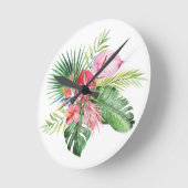 PixDezines Tropical Paradise Lush Floral Foliage Runde Wanduhr (Winkel)