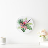 PixDezines Tropical Paradise Lush Floral Foliage Runde Wanduhr (Zuhause)