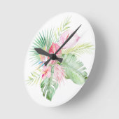 PixDezines Tropical Paradise Pastel Floral Foliage Runde Wanduhr (Winkel)