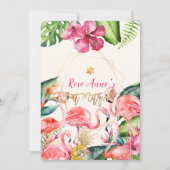 PixDezines Tropical Pink Flamingo Bat Mitzvah Einladung (Vorderseite)