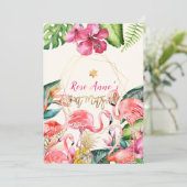 PixDezines Tropical Pink Flamingo Bat Mitzvah Einladung (Stehend Vorderseite)