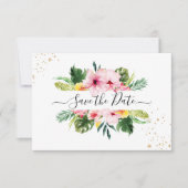 PixDezines tropisches Flora und Foliage Save The Date (Vorderseite)