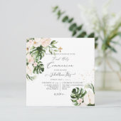 PixDezines Tropisches Geflora in Foliage Einladung (Stehend Vorderseite)