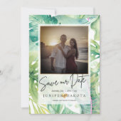 PixDezines Tropisches Grün Rettete unser Datum Einladung (Vorderseite)