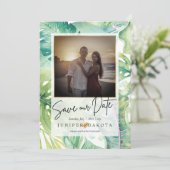 PixDezines Tropisches Grün Rettete unser Datum Einladung (Stehend Vorderseite)