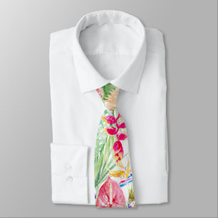 PixDezines Tropisches Paradies Pastell-Blumen-Laub Krawatte