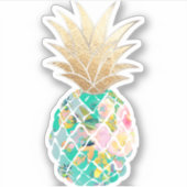 PixDezines Türkis Grüner Aloha Ananas Aufkleber (Vorderseite)