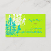 PixDezines, türkisfarbener Kristallkronleuchter/DI Visitenkarte (Rückseite)