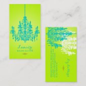 PixDezines, türkisfarbener Kristallkronleuchter/DI Visitenkarte (Vorne/Hinten)