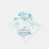 PixDezines Turquoise Marble Bat Mitzvah Serviette (Ecke)