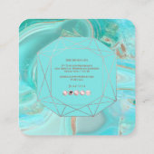 PixDezines Turquoise Rose Gold Emerald Cut Rahmen Quadratische Visitenkarte (Rückseite)