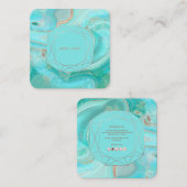 PixDezines Turquoise Rose Gold Emerald Cut Rahmen Quadratische Visitenkarte (Vorne/Hinten)