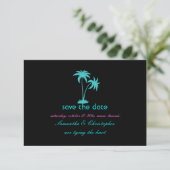PixDezines Twin Palms, aqua blau Save The Date (Stehend Vorderseite)