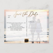 PixDezines Twin Palms+Beach Save the Date Postkarte (Rückseite)