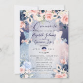 PixDezines Twins Quinceanera Dusty Blue+Blush Einladung (Rückseite)