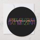 PixDezines Typografie/Neon/Fledermaus Mitzvah Einladung (Vorderseite)