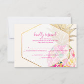 PixDezines UAWG Aloha Pink Ananas/Gold Script RSVP Karte (Rückseite)
