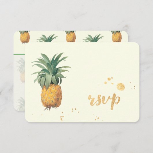 PixDezines uAwg Ananas/Goldrausch Schlaganfälle RSVP Karte (Vorne/Hinten)