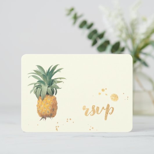 PixDezines uAwg Ananas/Goldrausch Schlaganfälle RSVP Karte (Stehend Vorderseite)