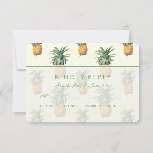 PixDezines uAwg Ananas/Goldrausch Schlaganfälle RSVP Karte (Rückseite)