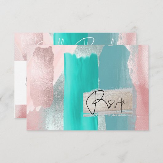 PixDezines UAWG Aquarellfarbblock Blau+Blush RSVP Karte (Vorne/Hinten)