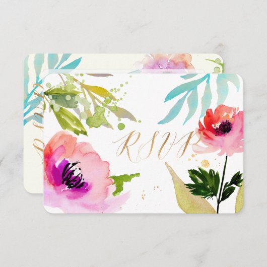 PixDezines UAWG Aquarellfarben, blorfarben/rosa RSVP Karte (Vorne/Hinten)