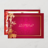PixDezines uAwg bamboo+Doppelfröhlichkeit/Rot RSVP Karte (Vorne/Hinten)