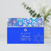PixDezines uAwg Bar mitzvah/blau/silber RSVP Karte (Stehend Vorderseite)