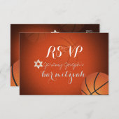 PixDezines UAWG Basketball Bar Mitzvah ✡ RSVP Karte (Vorne/Hinten)