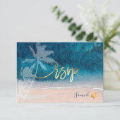 PixDezines UAWG Beach Palm Trees Bar Mitzvah RSVP Karte (Stehend Vorderseite)