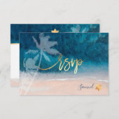 PixDezines UAWG Beach Palm Trees Bar Mitzvah RSVP Karte (Vorne/Hinten)