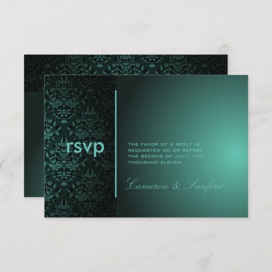 PixDezines UAWG Bijoux Damask/Aquamarin grün RSVP Karte (Vorne/Hinten)