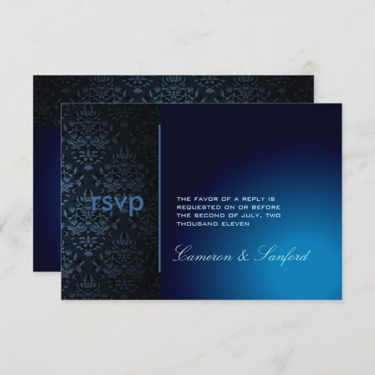 PixDezines UAWG Bijoux Damask/saphire RSVP Karte (Vorne/Hinten)