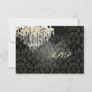 PixDezines UAWG Black + White Chandelier RSVP Karte