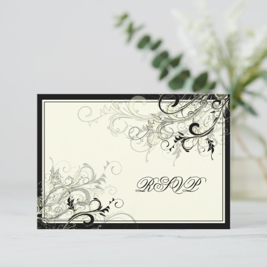 PixDezines UAWG BLACK WIRBEL/DIY HINTERGRUND RSVP Karte (Stehend Vorderseite)