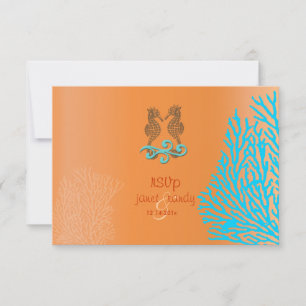 PixDezines uAwg Blue Coral+Seepferd, Party am Stra RSVP Karte