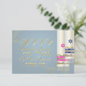 PixDezines UAWG Blue/Pink Tallits/B'nai Mitzvah RSVP Karte (Stehend Vorderseite)