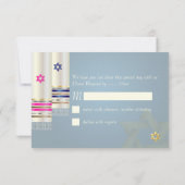 PixDezines UAWG Blue/Pink Tallits/B'nai Mitzvah RSVP Karte (Rückseite)