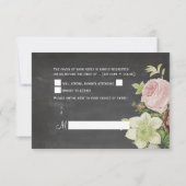 PixDezines uAwg chalkboard+Vintage Rose RSVP Karte (Rückseite)
