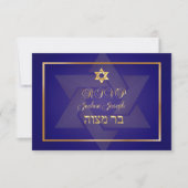 PixDezines uAwg classic Bar mitzvah/blau/gold RSVP Karte (Vorderseite)